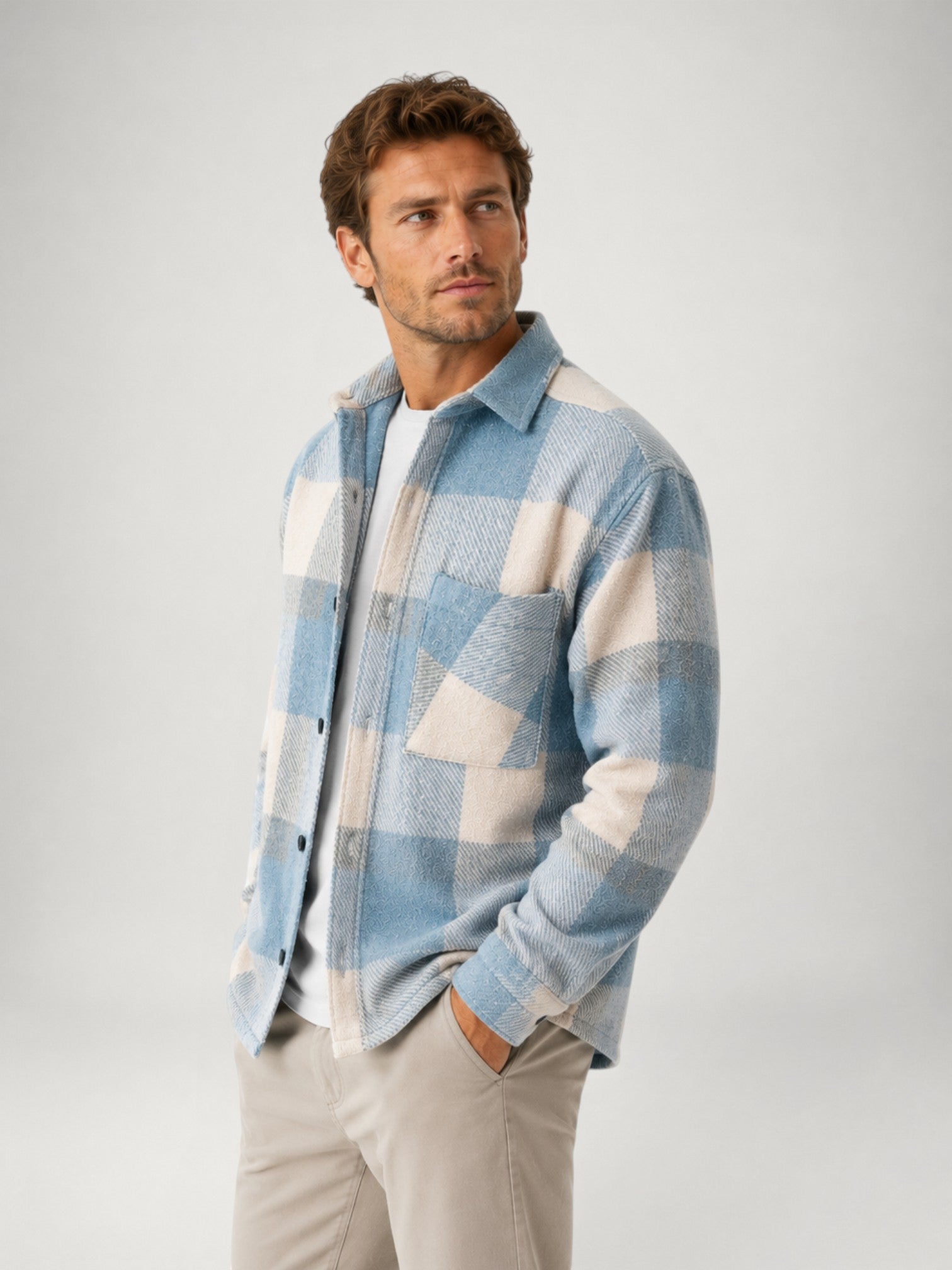 Men's Checked Flannel Shirt Long Sleeve Button-Up Casual Layering