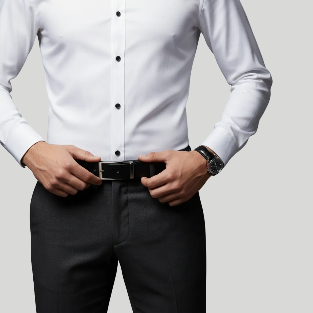 Men's Tailored Fit Shirt Slim Cut Long-Sleeve Button-Up Collared Smart-Casual Office Formal Finn