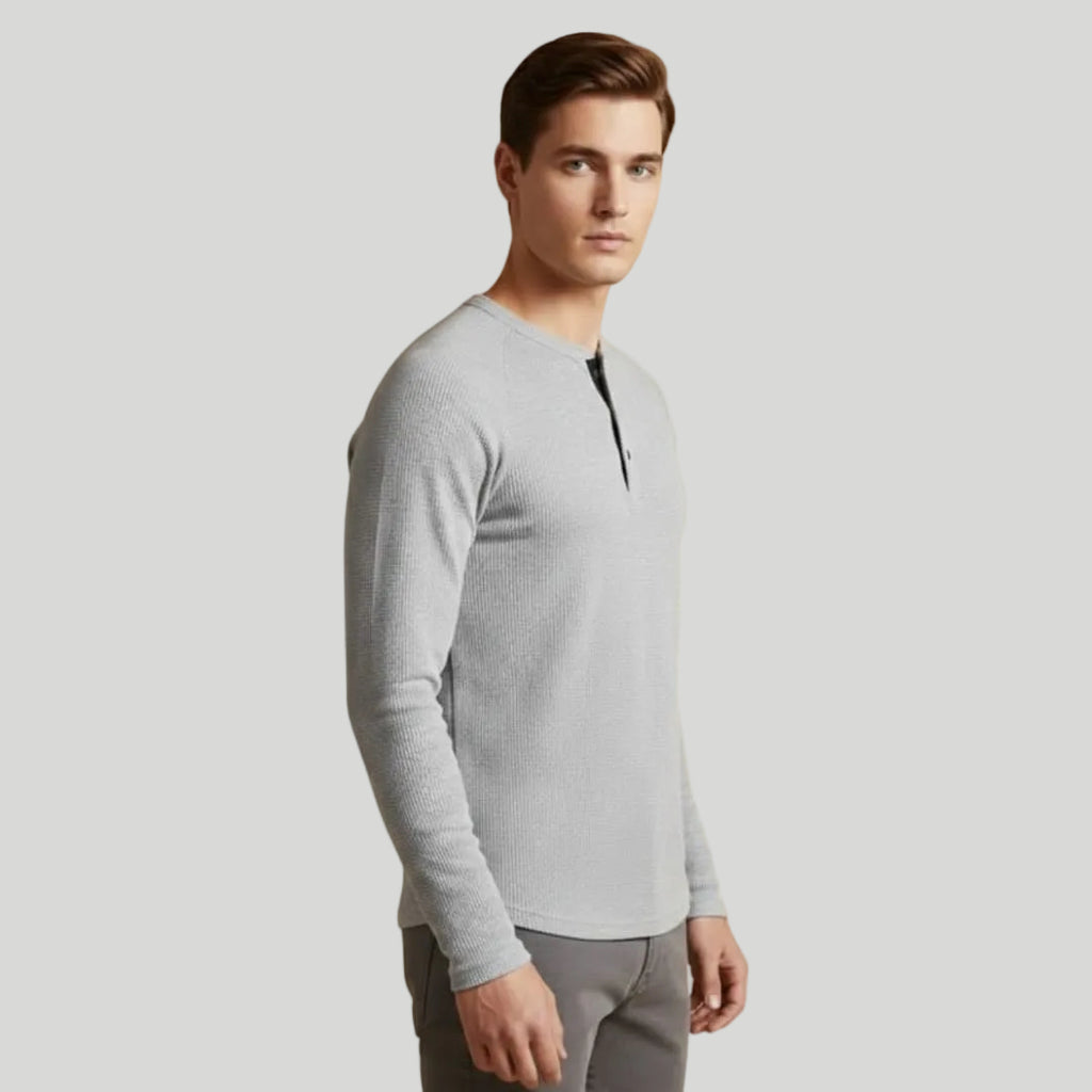 Men's Textured Henley Shirt
