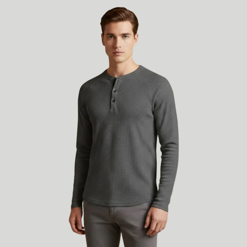 Men's Textured Henley Shirt