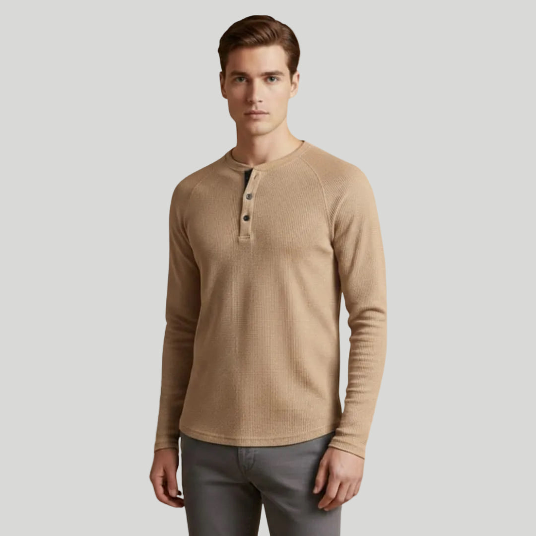 Men's Textured Henley Shirt