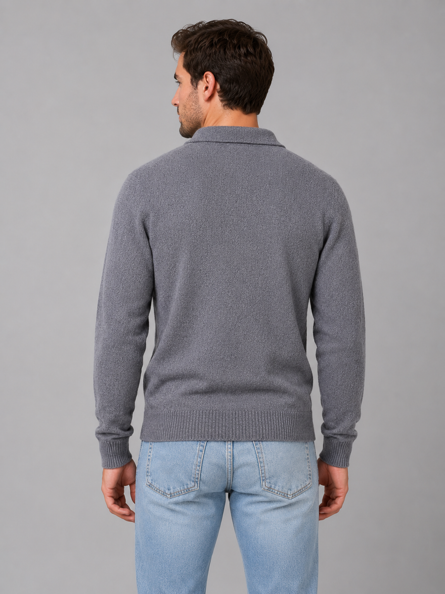 Men's Polo Knit Pullover Button Long Sleeve Stylish Casual Everyday