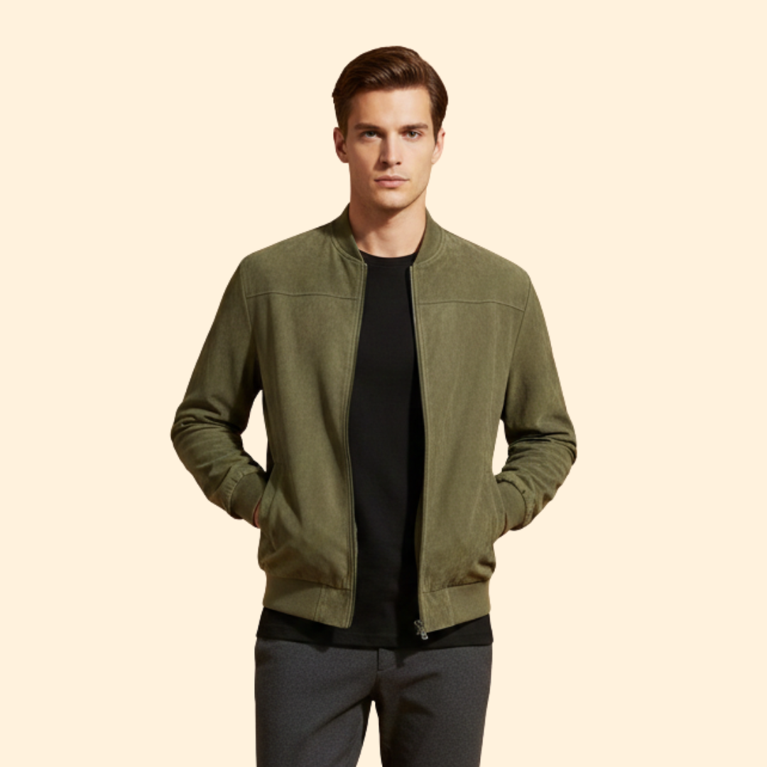 Men’s Classic Suede Bomber Jacket