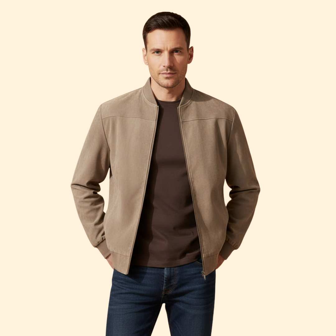 Men’s Classic Suede Bomber Jacket