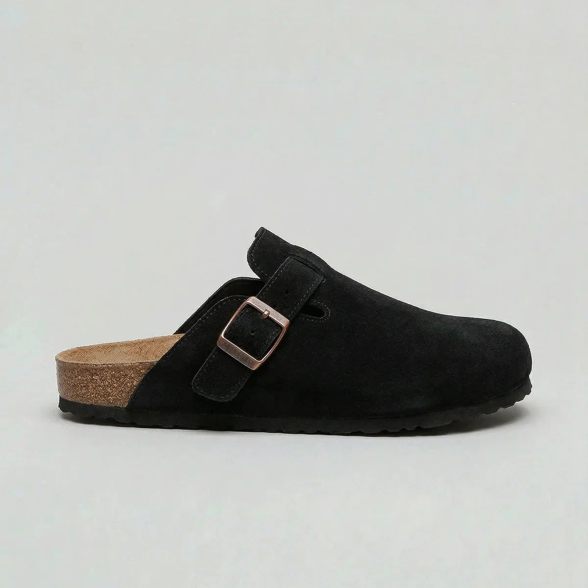 Men's Suede Clogs Adjustable Buckle Slip-On Casual Everyday Footwear