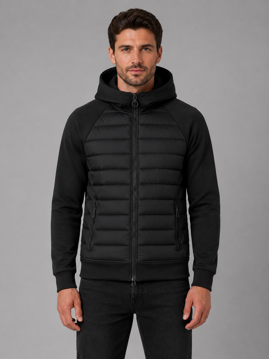 Men's Hooded Quilted Jacket Zip-Up Padded Casual Outdoor Layering