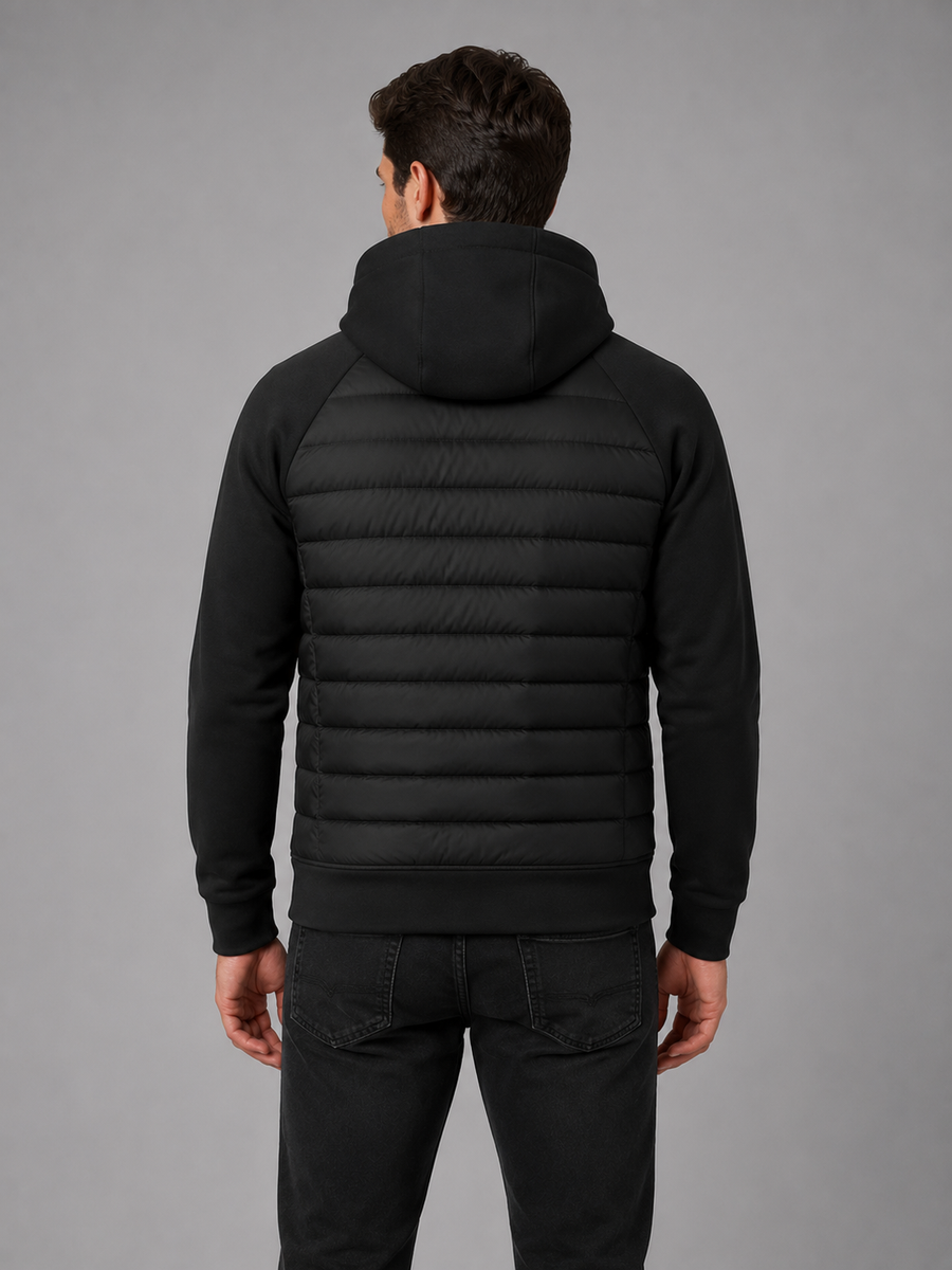 Men's Hooded Quilted Jacket Zip-Up Padded Casual Outdoor Layering