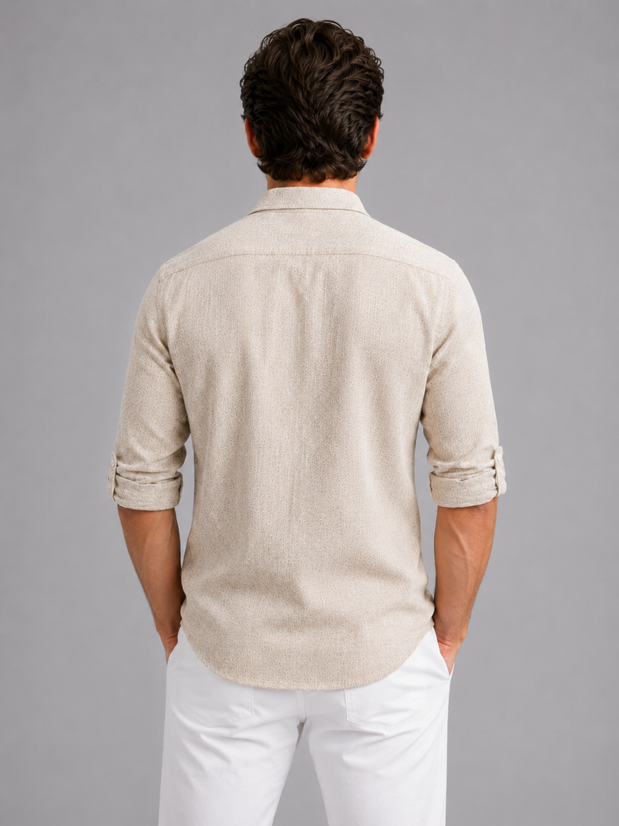 Men's Long Sleeve Shirt Open Collar Relaxed Fit Casual Everyday Wear