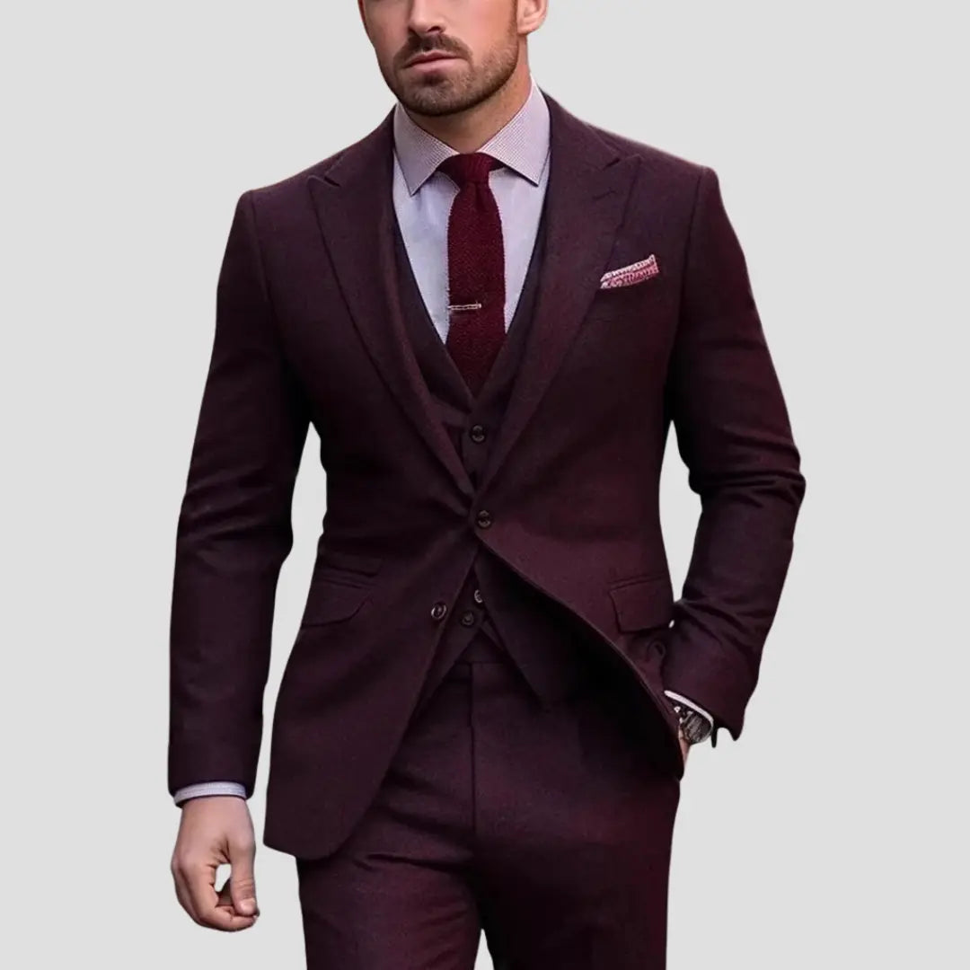 Men's Suit Set Slim Fit Blazer & Trousers Tailored Formal Wedding Business Occasion Classic Elegant Two-Piece