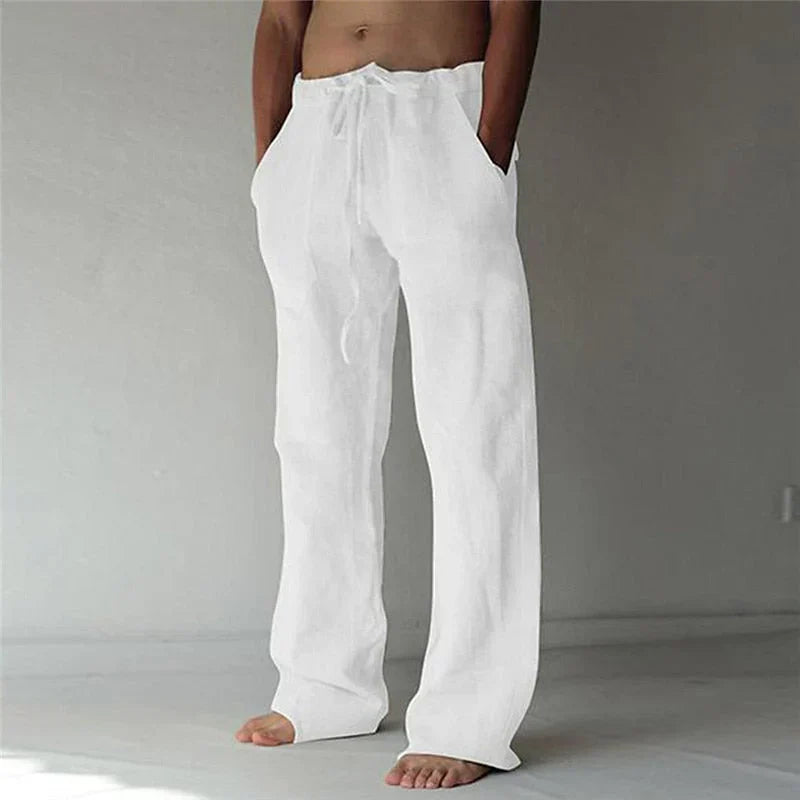 Men's Relaxed Trousers Loose Fit Drawstring Elastic Waist Casual Everyday Smart-Casual Tapered Lounge Comfort Fielding