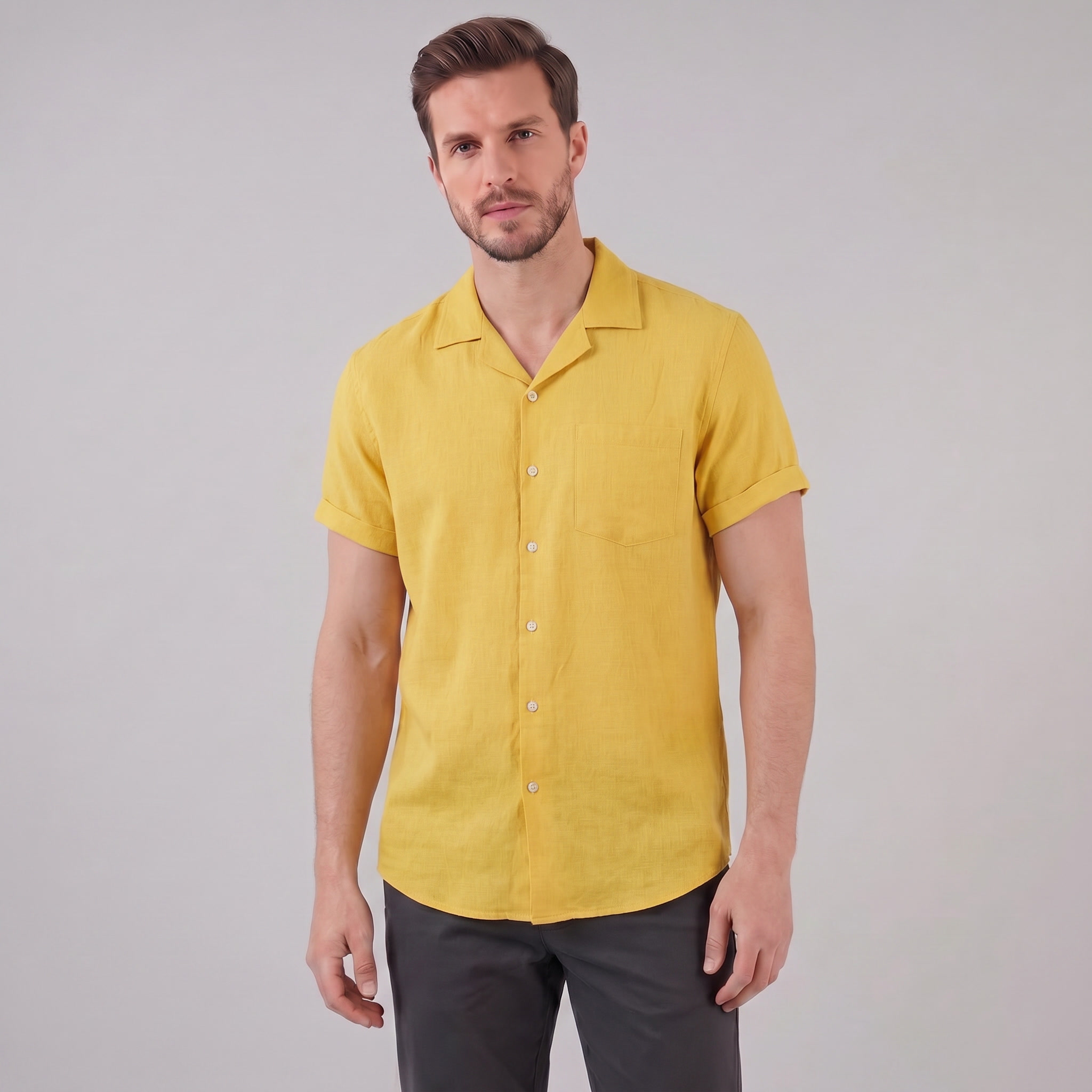 Men’s Casual Camp Collar Shirt | Short-Sleeve