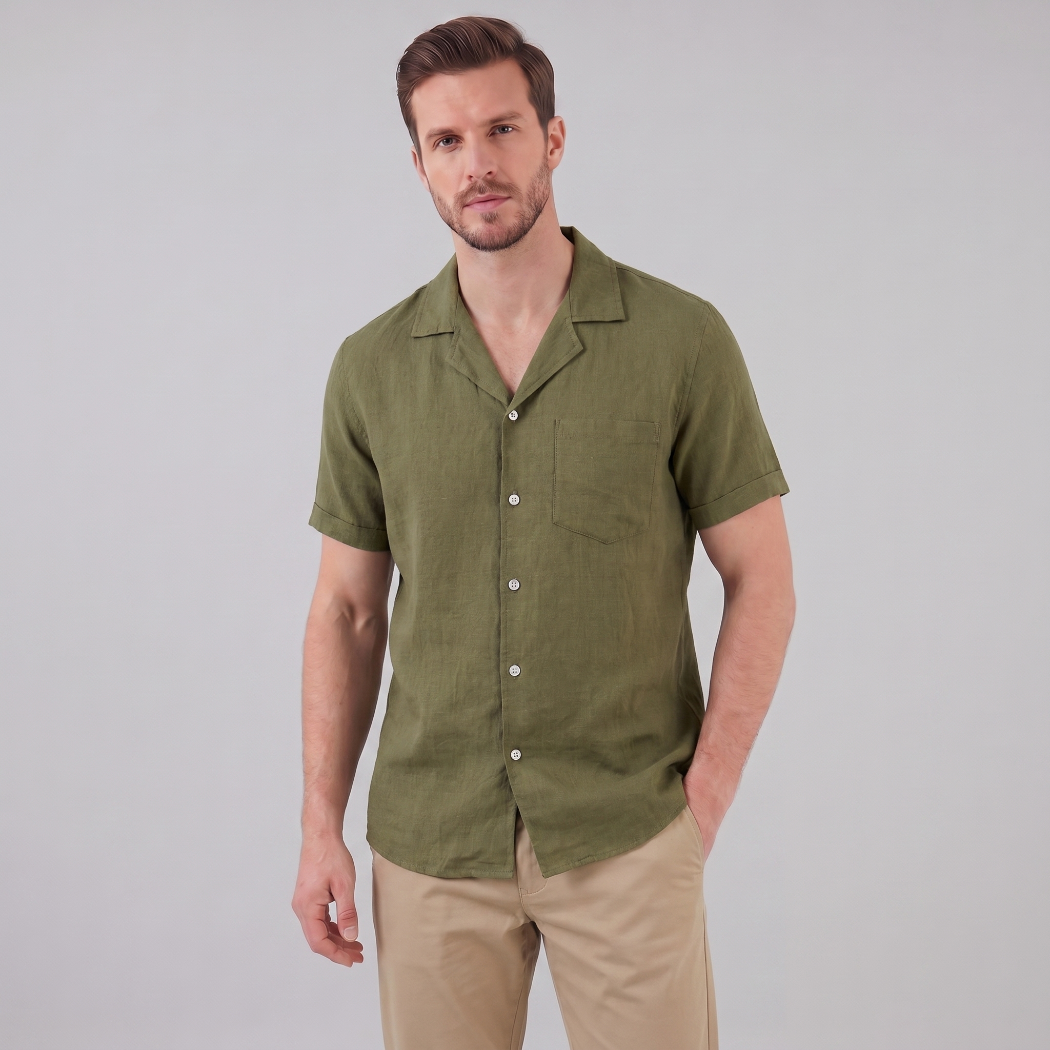 Men’s Casual Camp Collar Shirt | Short-Sleeve