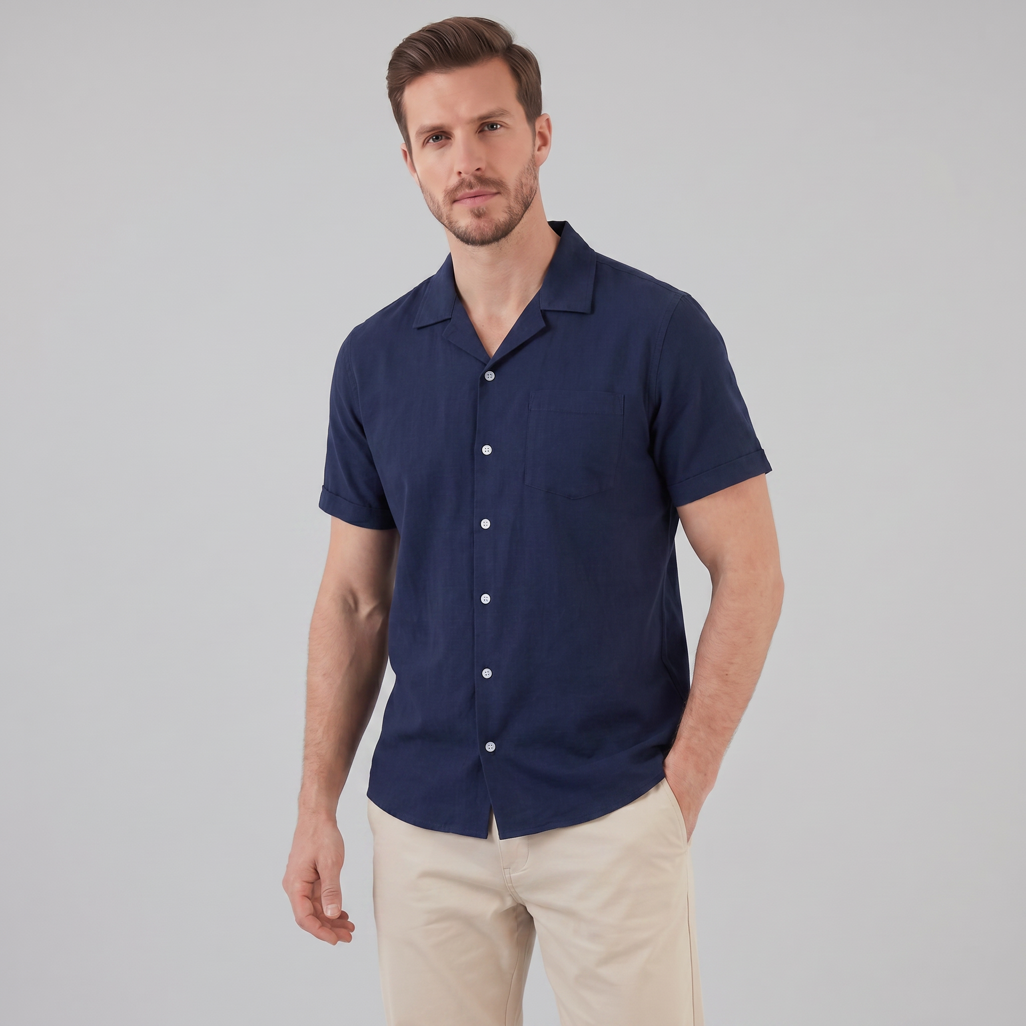Men’s Casual Camp Collar Shirt | Short-Sleeve