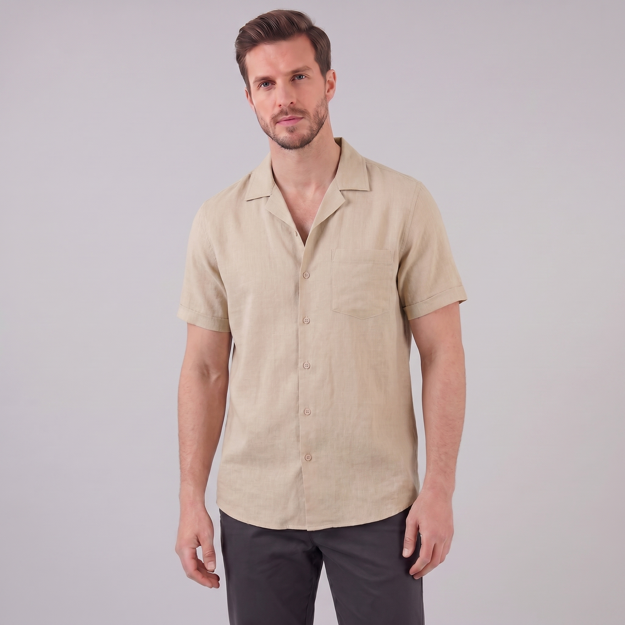 Men’s Casual Camp Collar Shirt | Short-Sleeve