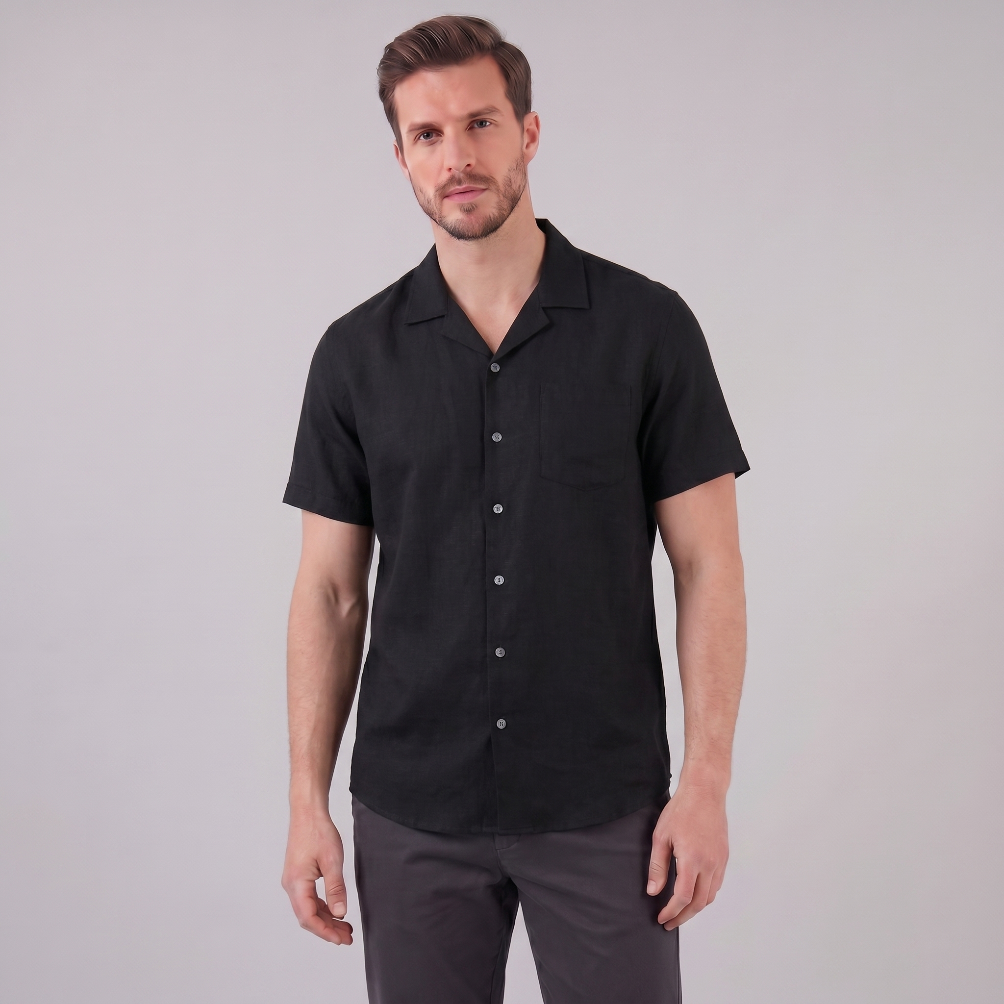 Men’s Casual Camp Collar Shirt | Short-Sleeve