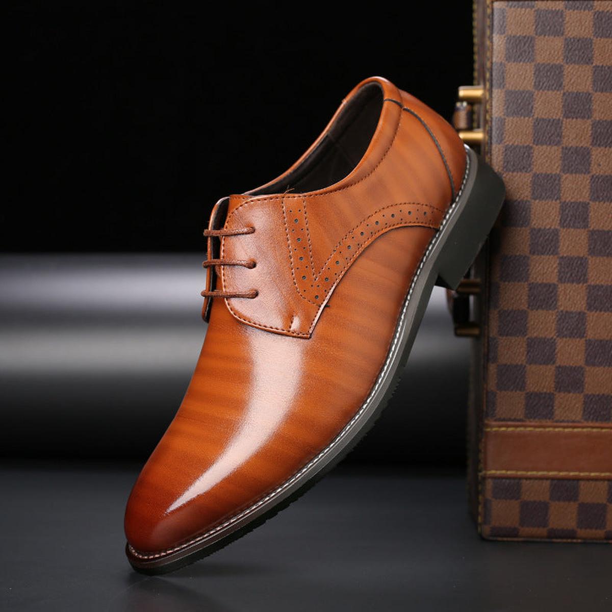 Men's Formal Shoes Lace-Up Derby Round Toe Classic Smart-Casual Office Business Wedding Everyday Leather Look