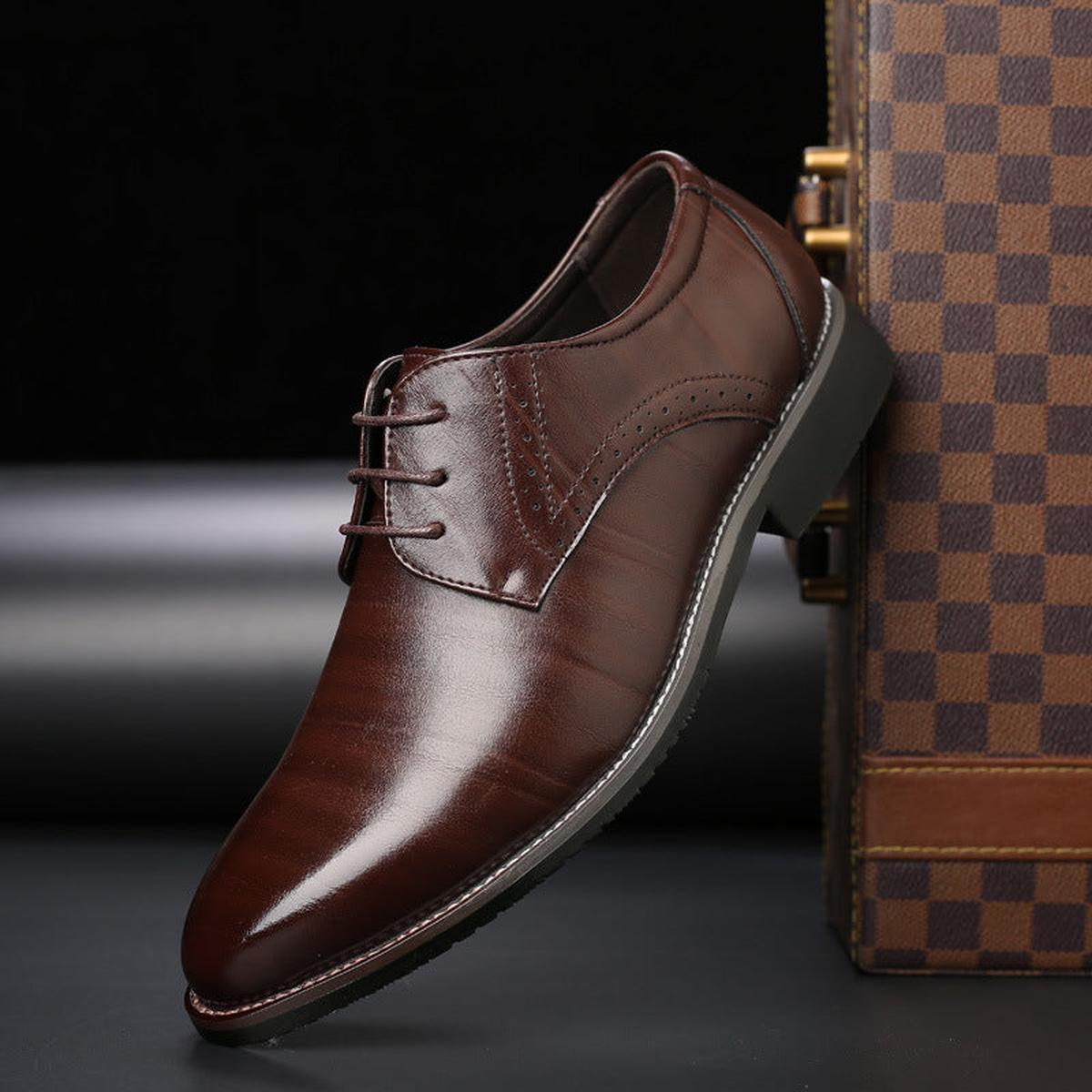 Men's Formal Shoes Lace-Up Derby Round Toe Classic Smart-Casual Office Business Wedding Everyday Leather Look