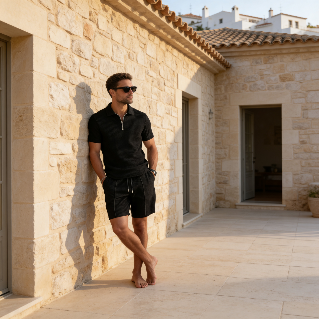 Men's Casual Polo Shirt and Shorts Set | Stylish