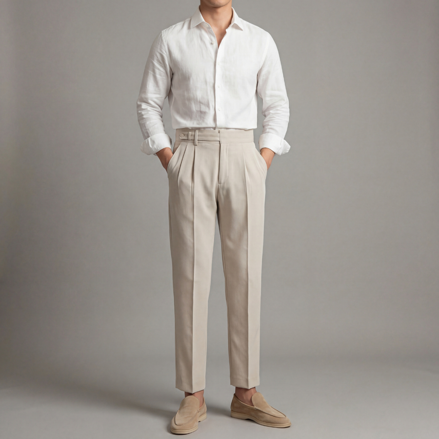 Men's Tailored Fit Trousers Smart-Casual Classic Style Versatile Everyday Wear