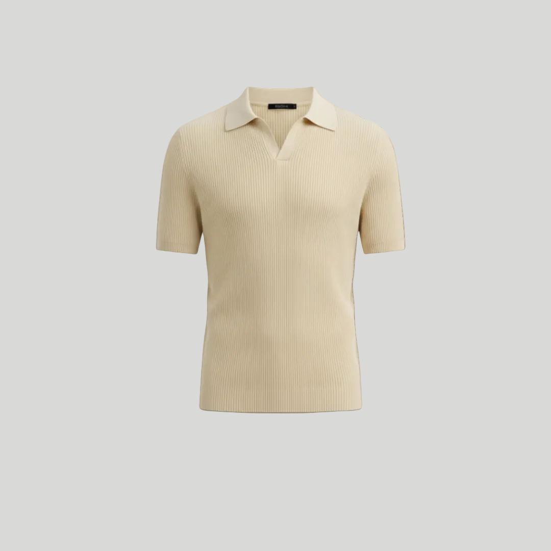 Men's Ribbed V-Neck Polo