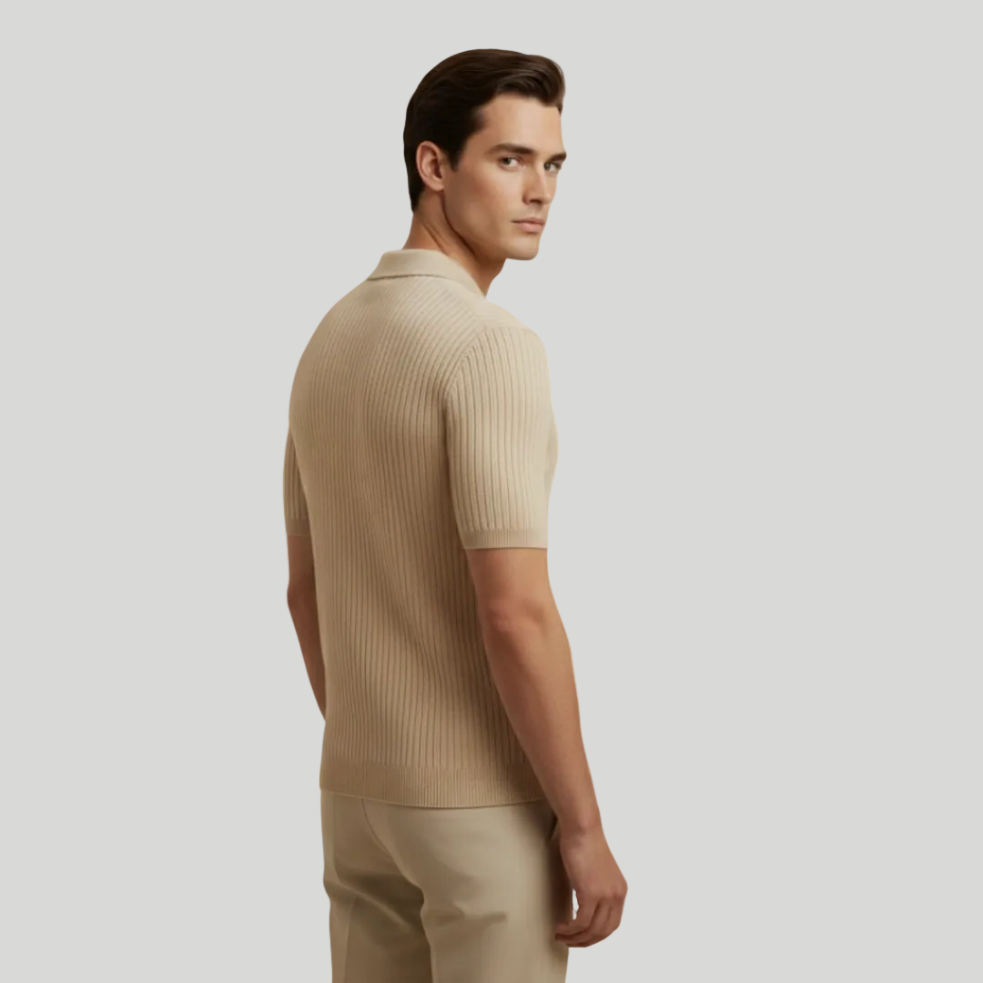 Men's Ribbed V-Neck Polo