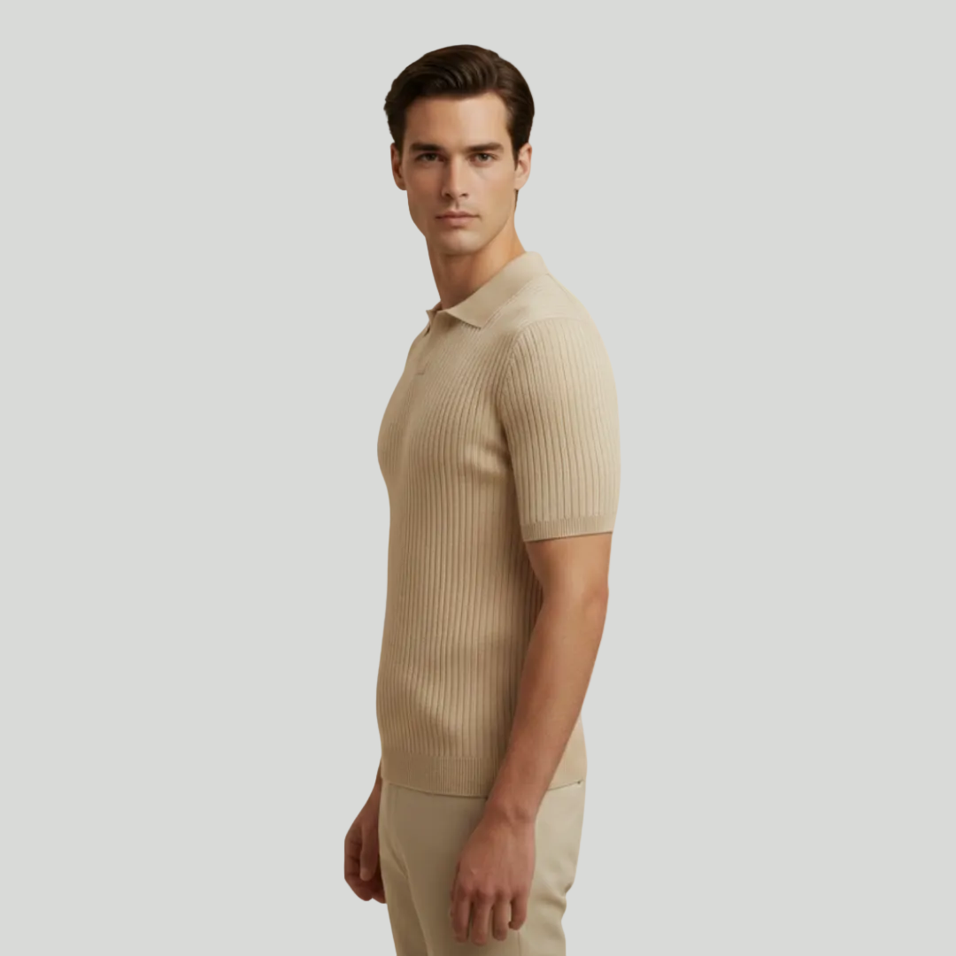 Men's Ribbed V-Neck Polo