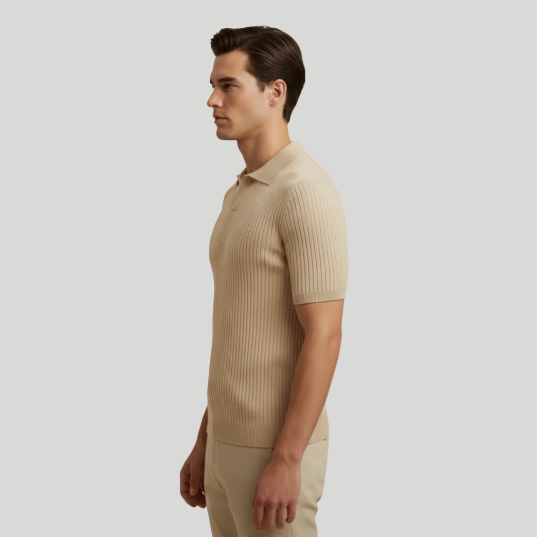 Men's Ribbed V-Neck Polo