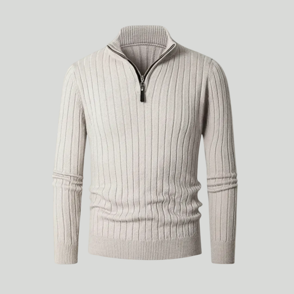 Mens's Ribbed Half-Zip Jumper