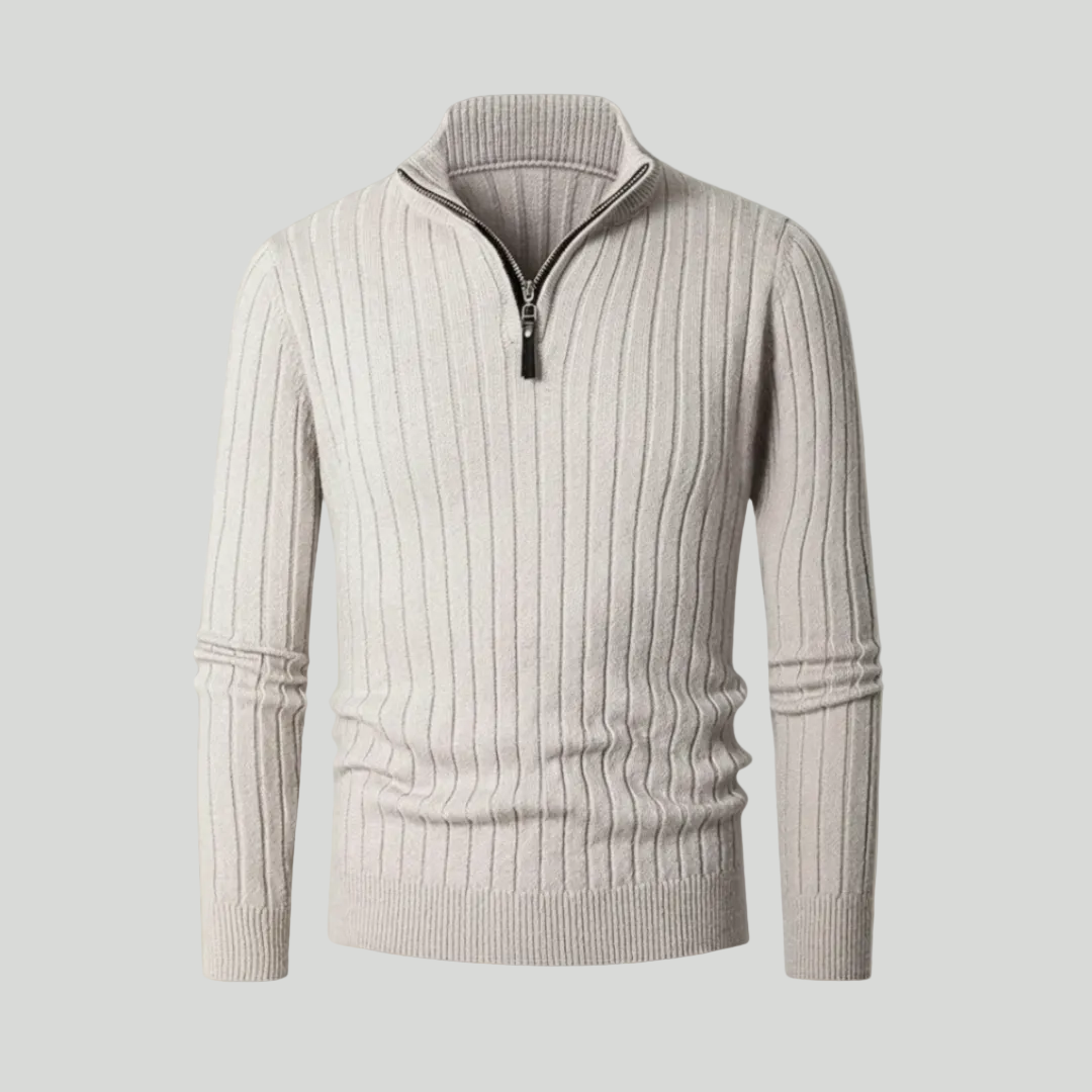 Mens's Ribbed Half-Zip Jumper