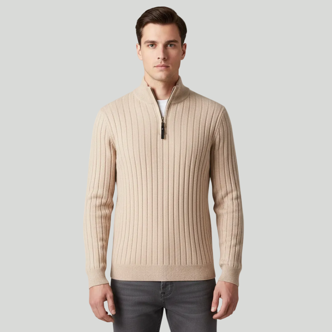 Mens's Ribbed Half-Zip Jumper