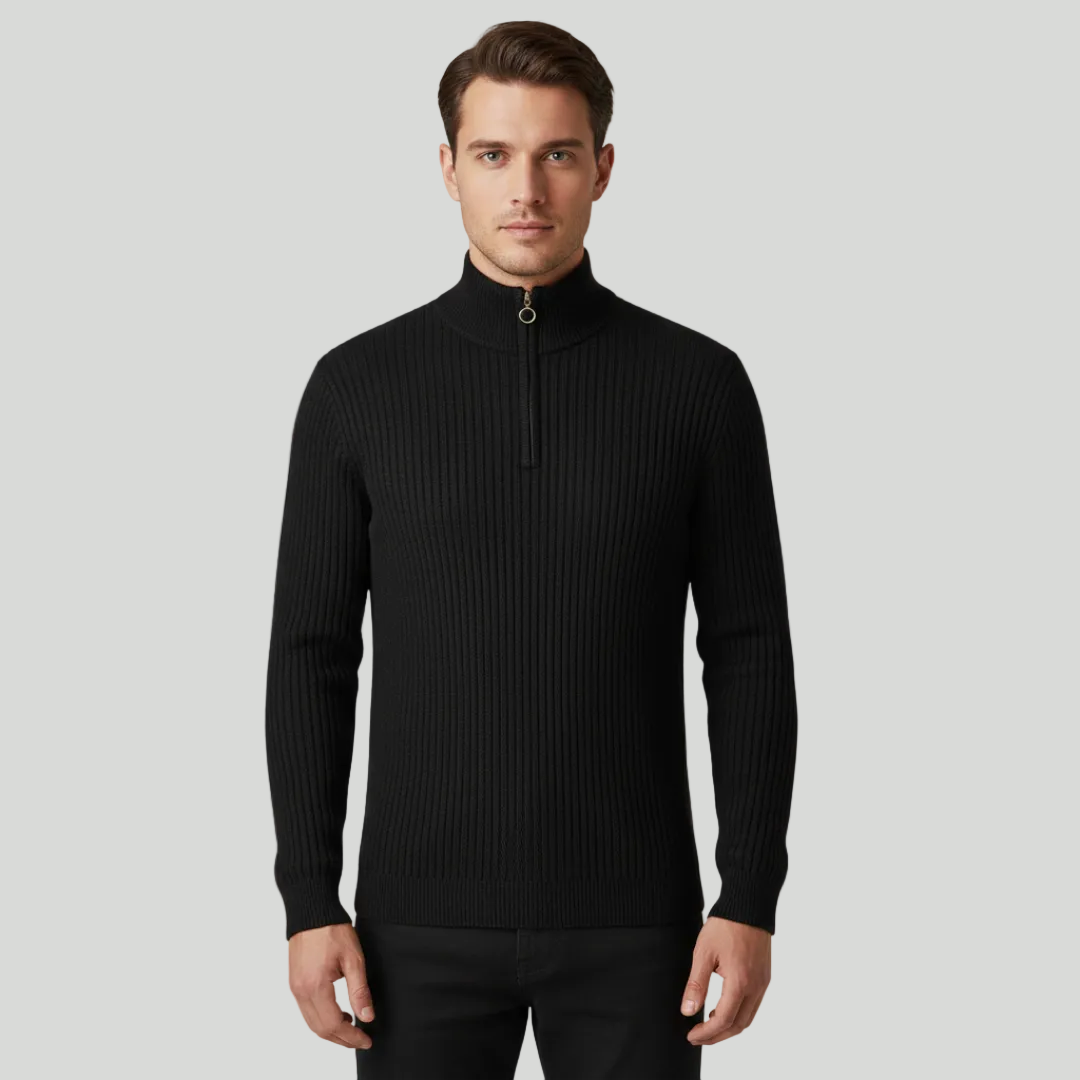 Mens's Ribbed Half-Zip Jumper