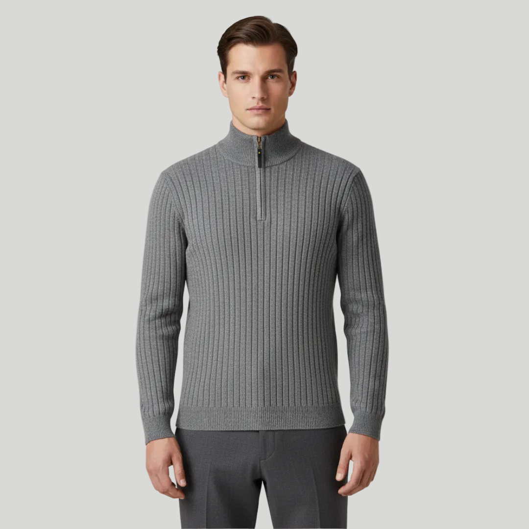 Mens's Ribbed Half-Zip Jumper