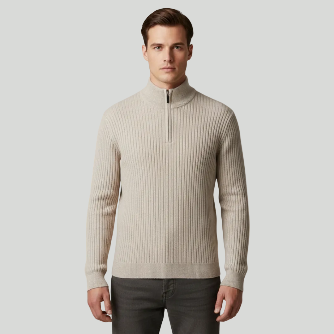 Mens's Ribbed Half-Zip Jumper