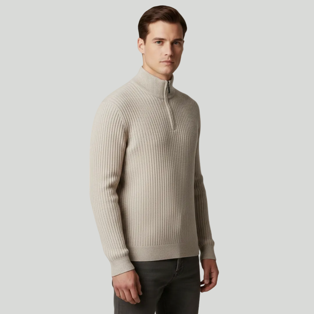 Mens's Ribbed Half-Zip Jumper