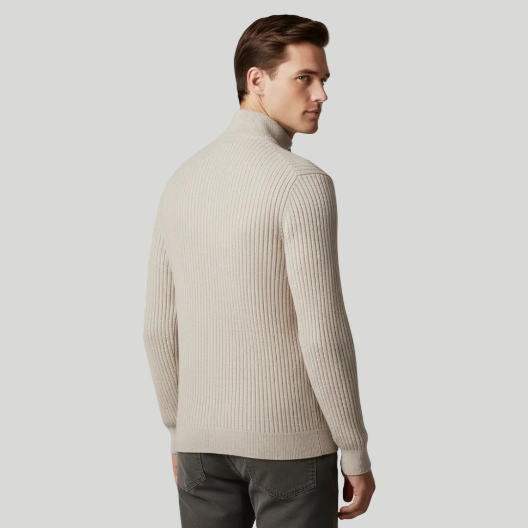 Mens's Ribbed Half-Zip Jumper