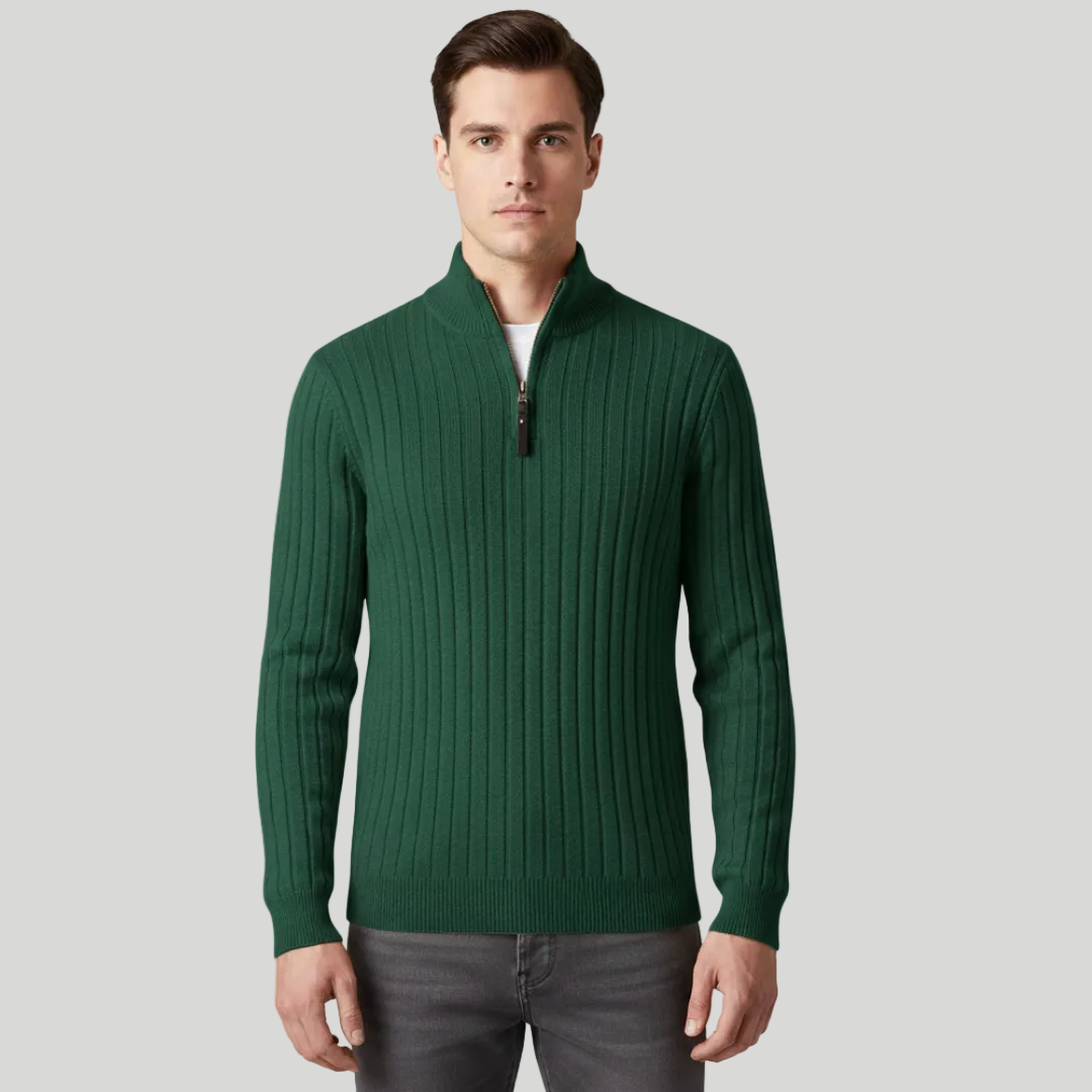 Mens's Ribbed Half-Zip Jumper