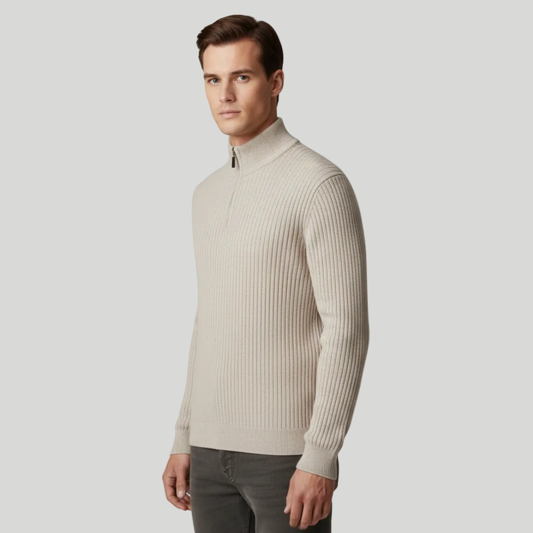 Mens's Ribbed Half-Zip Jumper