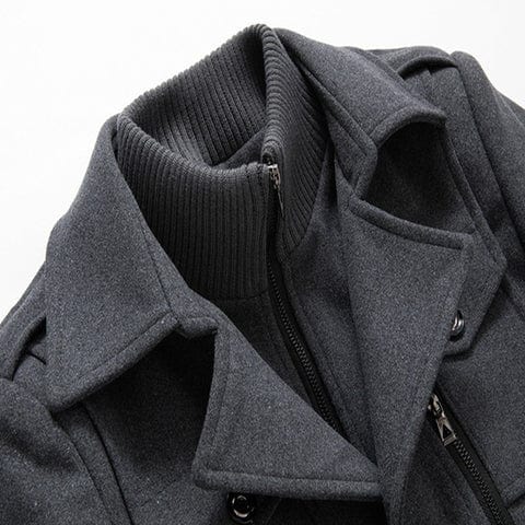 Men's Padded Winter Coat Layered Collar Front Zip Casual Outdoor