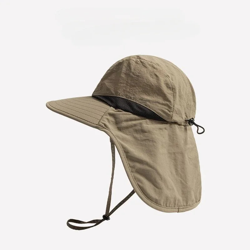 Men's Wide-Brim Sun Hat Bucket Neck Flap Coverage Foldable Outdoor Hiking Fishing Travel Casual Everyday Quill