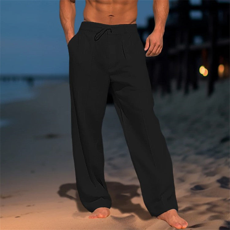 Men's Drawstring Wide Leg Trousers