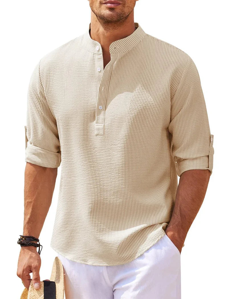 Men's Elegant Henley Fashion Shirt | 3/4 Sleeve