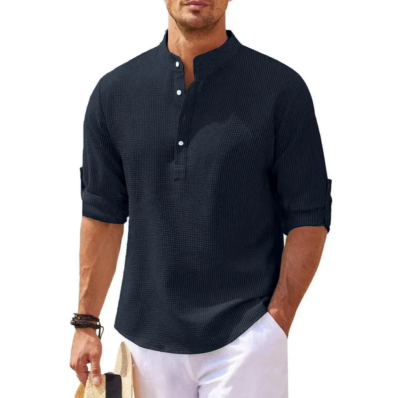 Men's Elegant Henley Fashion Shirt | 3/4 Sleeve