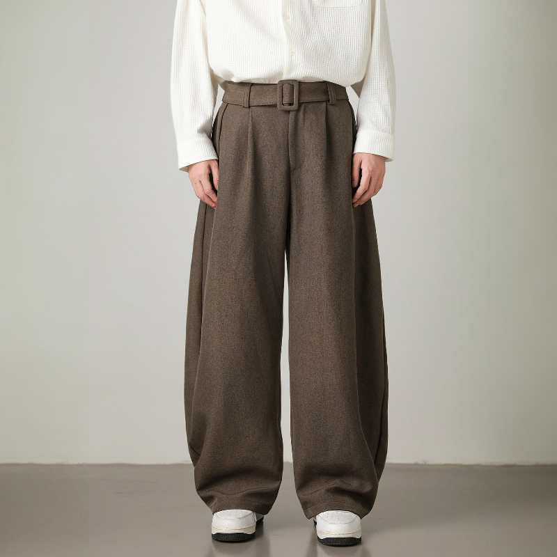 Men's Wide Leg Belted Trousers