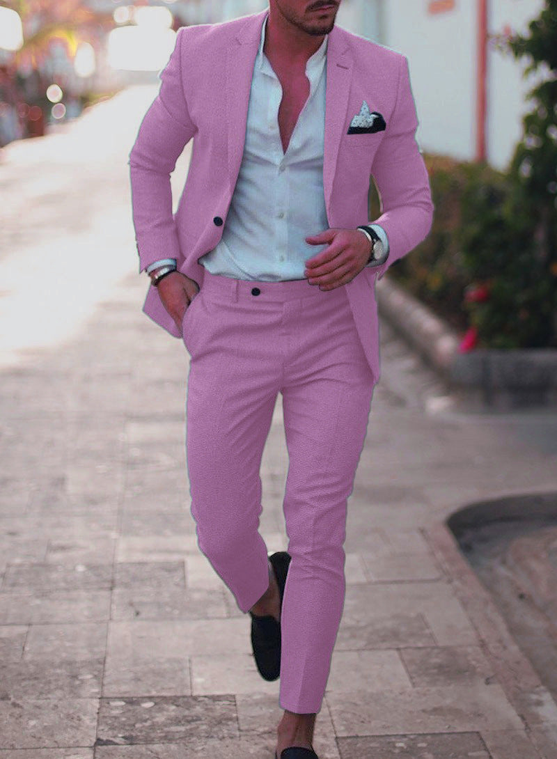 Men's Suit Slim Fit Two-Piece Blazer & Trousers Tailored Formal Wedding Business Occasion Elegant Classic Harrington
