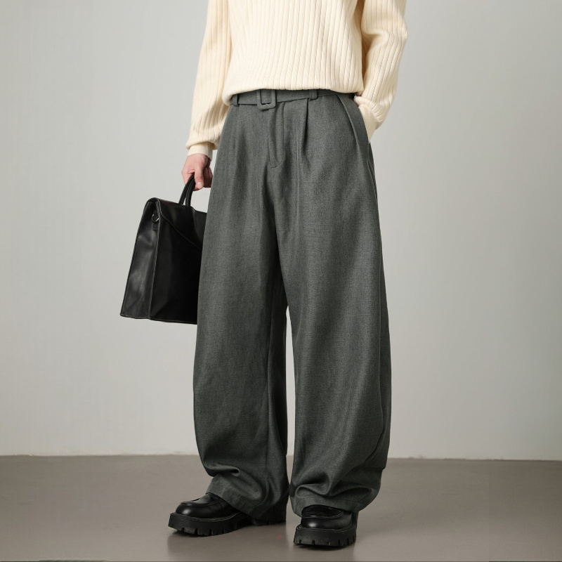 Men's Wide Leg Belted Trousers