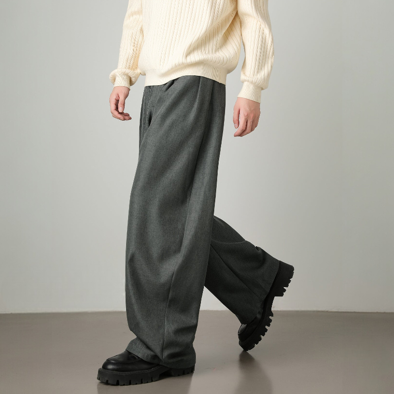 Men's Wide Leg Belted Trousers