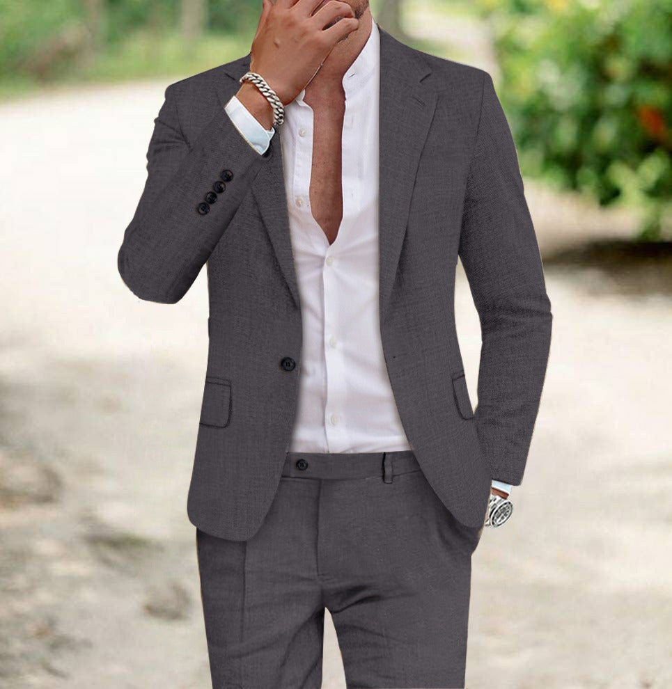 Men's Suit Slim Fit Two-Piece Blazer & Trousers Tailored Formal Wedding Business Occasion Elegant Classic Harrington