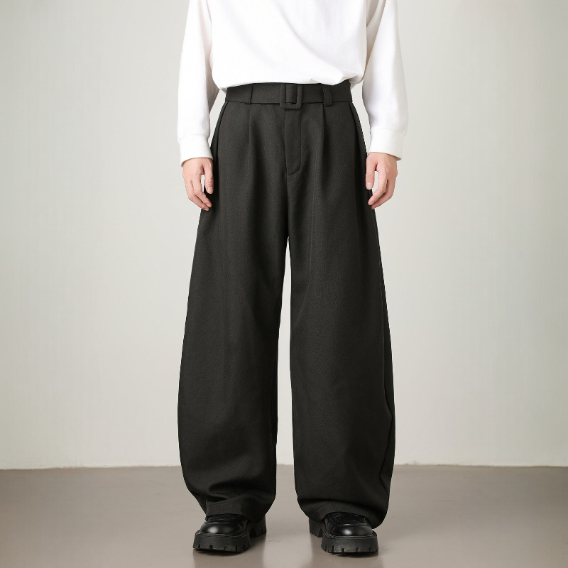 Men's Wide Leg Belted Trousers