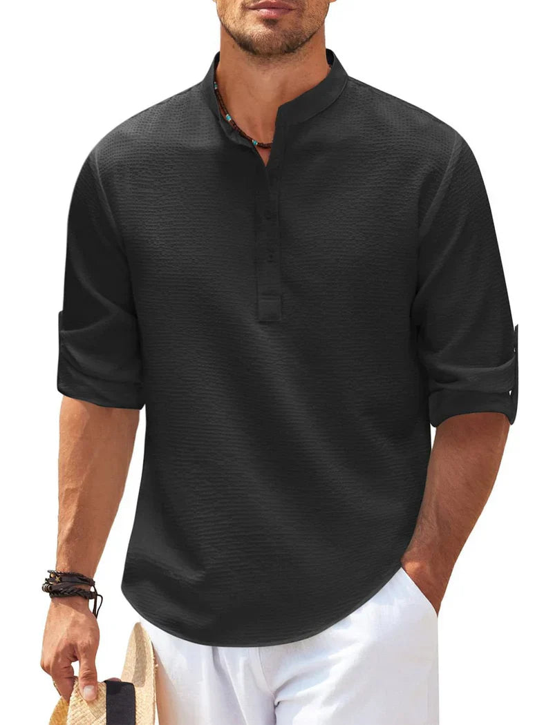 Men's Elegant Henley Fashion Shirt | 3/4 Sleeve