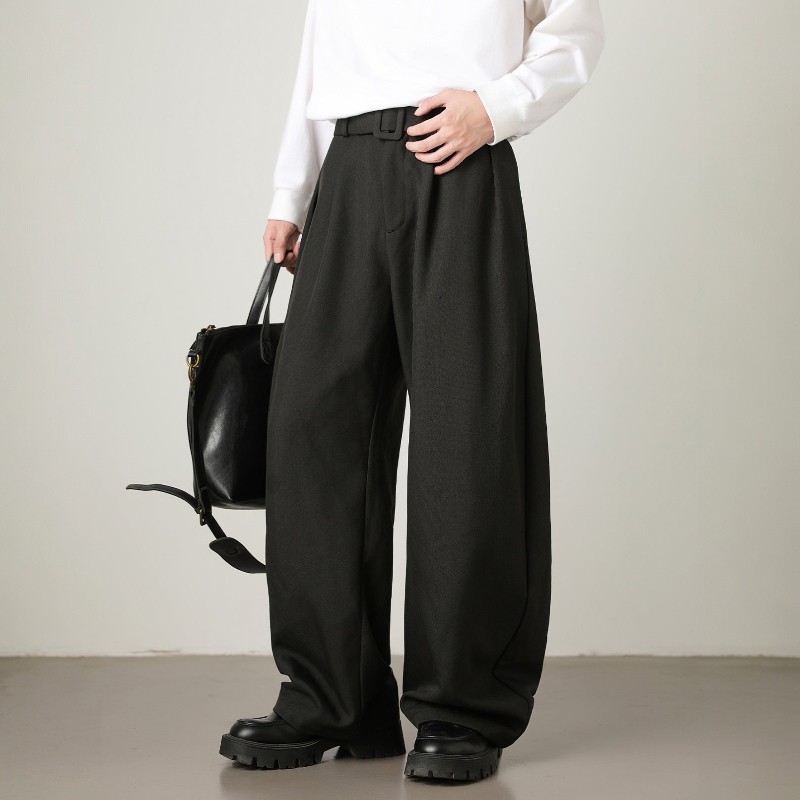 Men's Wide Leg Belted Trousers